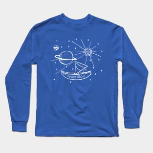 Space Ship- Funny Sail Boat in Space Design Long Sleeve T-Shirt